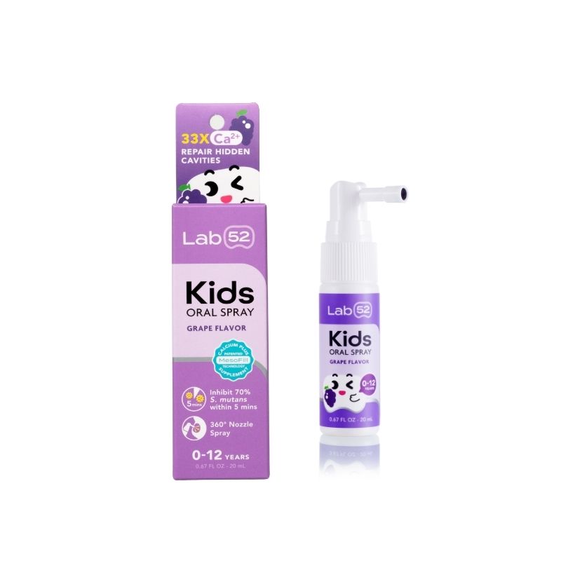 Lab 52 Kids Gentle Dental Oral Spray – Cavity Prevention & Fresh Breath | Natural Peach, Grape & Strawberry