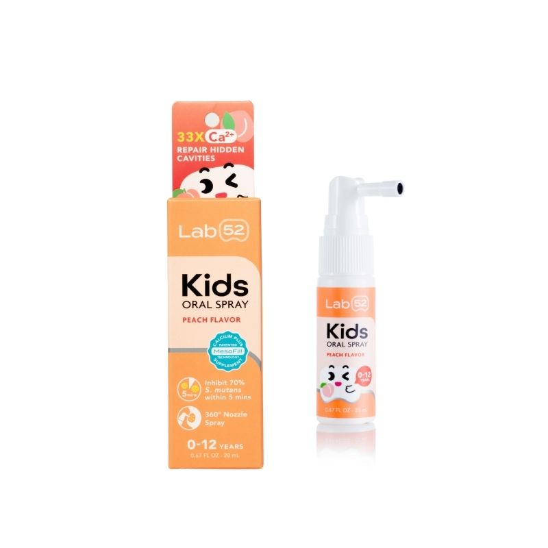 Lab 52 Kids Gentle Dental Oral Spray – Cavity Prevention & Fresh Breath | Natural Peach, Grape & Strawberry