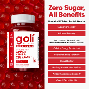 NEW Goli Nutrition Zero Sugar Goli Apple Cider Vinegar Gummies With Vitamin B12 & Probiotics USA