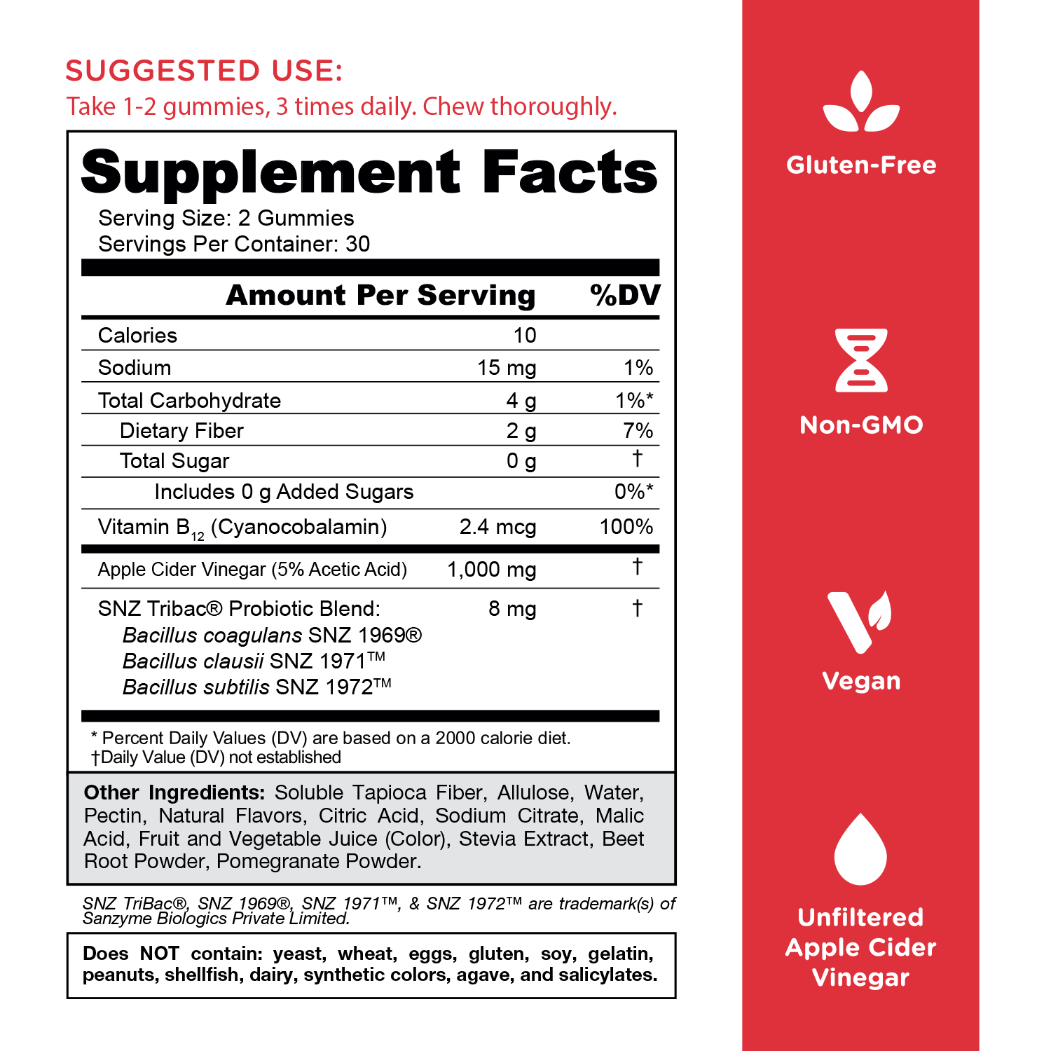 NEW Goli Nutrition Zero Sugar Goli Apple Cider Vinegar Gummies With Vitamin B12 & Probiotics USA