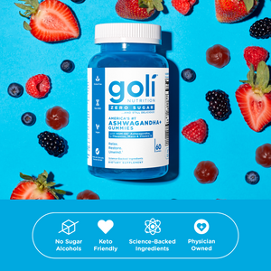 NEW Goli Nutrition Ashwagandha+ Zero Sugar Gummies with Vitamin D & KSM-66 Stress & Mood Support